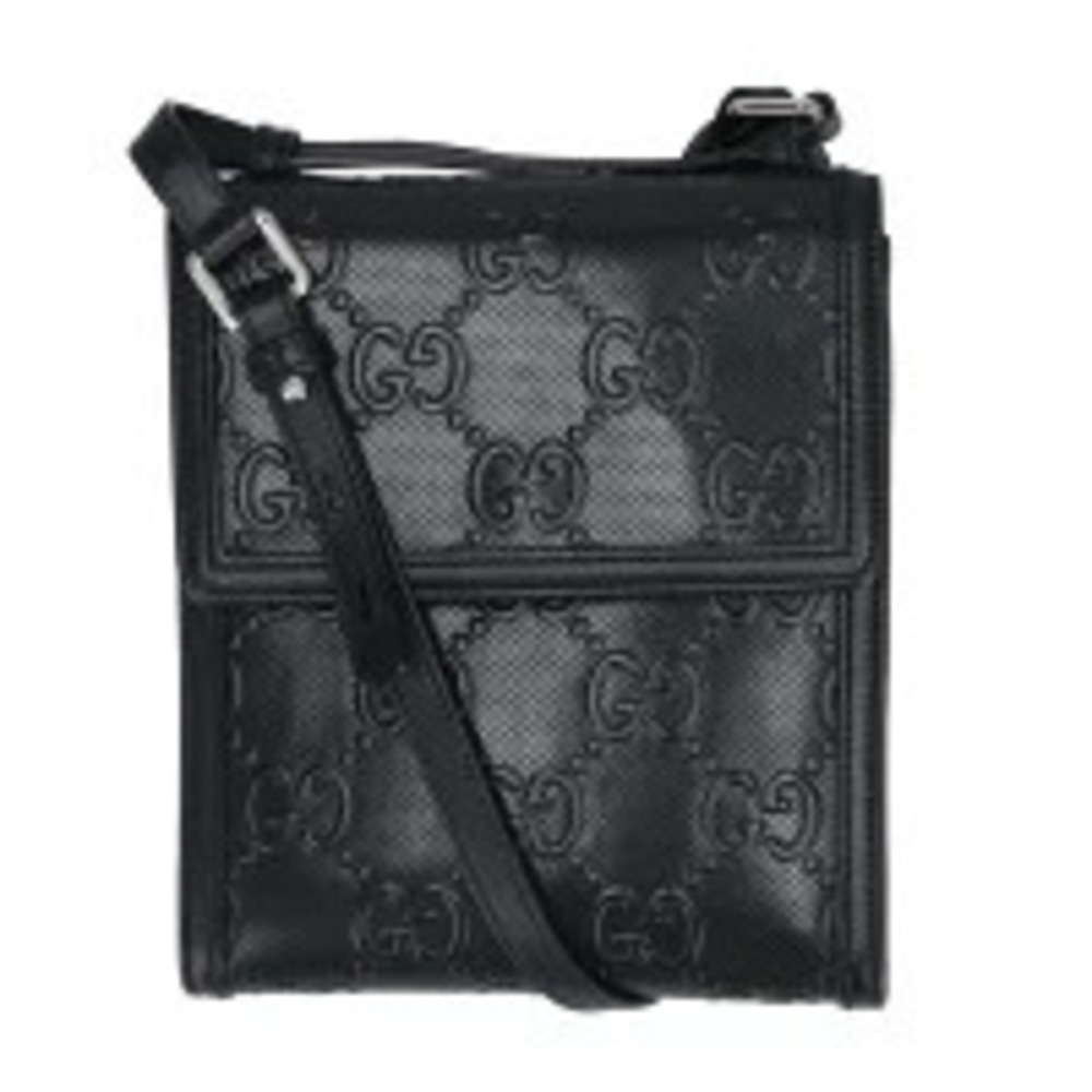 GUCCI GG Embossed Messenger Bag Black AB